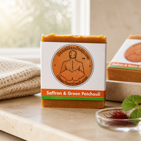 Saffron & Green Patchouli Bar Soap for Men | Dan’s Man Soap